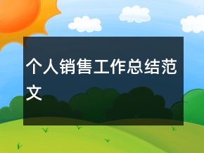 個(gè)人銷售工作總結(jié)范文