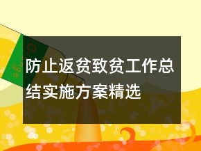 防止返貧致貧工作總結(jié)實(shí)施方案精選
