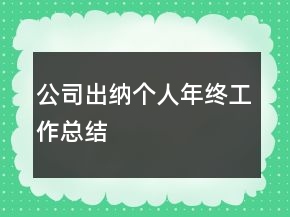 公司出納個(gè)人年終工作總結(jié)