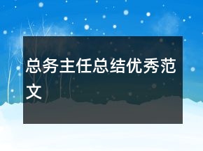 總務(wù)主任總結(jié)優(yōu)秀范文