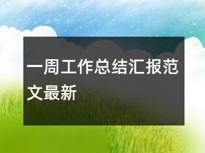 一周工作總結(jié)匯報范文最新