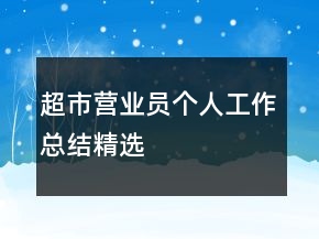 超市營業(yè)員個人工作總結(jié)精選