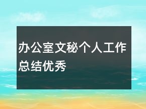 辦公室文秘個人工作總結(jié)優(yōu)秀