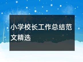 小學(xué)校長工作總結(jié)范文精選