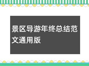 景區(qū)導游年終總結范文通用版