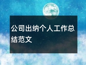 公司出納個人工作總結(jié)范文