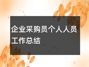 企業(yè)采購員個人人員工作總結(jié)