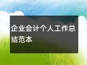 企業(yè)會計(jì)個(gè)人工作總結(jié)范本