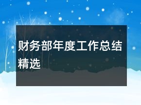 財務部年度工作總結精選