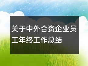 關(guān)于中外合資企業(yè)員工年終工作總結(jié)