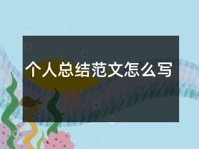 個人總結(jié)范文怎么寫