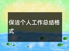 保潔個人工作總結(jié)格式