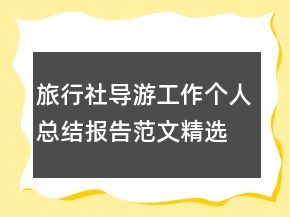 旅行社導游工作個人總結(jié)報告范文精選