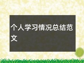 個人學(xué)習(xí)情況總結(jié)范文