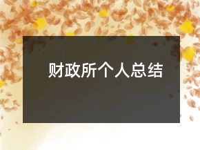 財政所個人總結(jié)