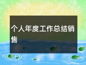 個(gè)人年度工作總結(jié)銷售