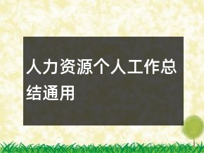 人力資源個(gè)人工作總結(jié)通用