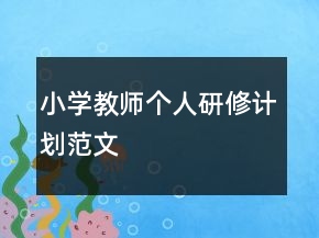 小學(xué)教師個人研修計劃范文