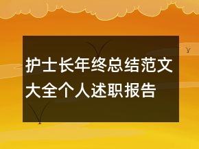 護(hù)士長年終總結(jié)范文大全個(gè)人述職報(bào)告精選