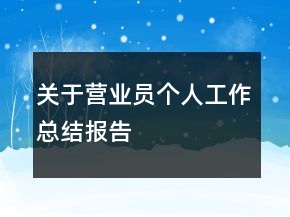 關(guān)于營業(yè)員個(gè)人工作總結(jié)報(bào)告