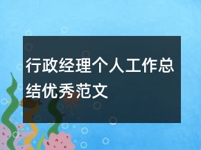 行政經(jīng)理個人工作總結(jié)優(yōu)秀范文