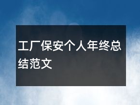工廠保安個人年終總結范文