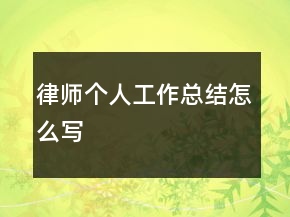 律師個(gè)人工作總結(jié)怎么寫