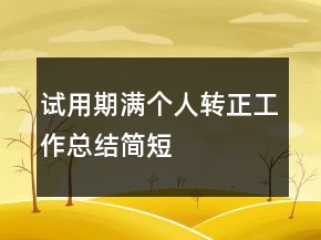 試用期滿個(gè)人轉(zhuǎn)正工作總結(jié)簡(jiǎn)短
