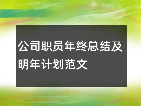 公司職員年終總結(jié)及明年計劃范文