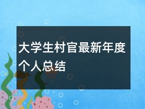 大學(xué)生村官最新年度個(gè)人總結(jié)