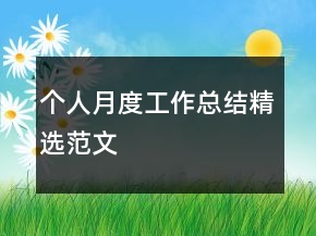 個人月度工作總結(jié)精選范文