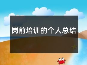 崗前培訓(xùn)的個(gè)人總結(jié)