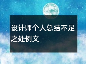 設(shè)計師個人總結(jié)不足之處例文