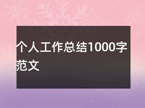 個人工作總結(jié)1000字范文