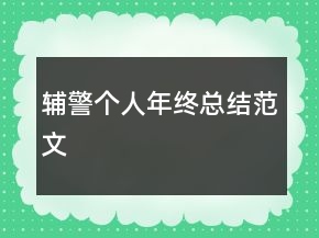 輔警個人年終總結(jié)范文
