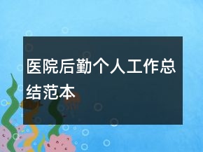 醫(yī)院后勤個人工作總結(jié)范本