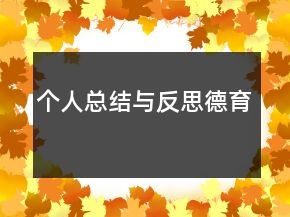 個人總結(jié)與反思德育