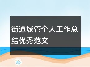 街道城管個(gè)人工作總結(jié)優(yōu)秀范文