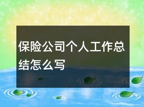 保險(xiǎn)公司個(gè)人工作總結(jié)怎么寫