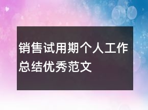銷售試用期個人工作總結(jié)優(yōu)秀范文