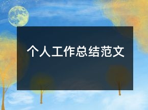 個(gè)人工作總結(jié)范文