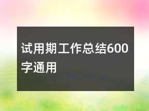 試用期工作總結(jié)600字通用