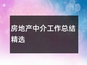 房地產(chǎn)中介工作總結(jié)精選