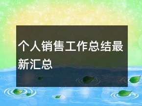 個(gè)人銷售工作總結(jié)最新匯總