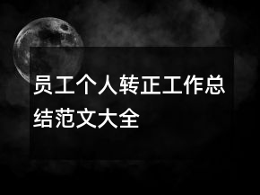 員工個(gè)人轉(zhuǎn)正工作總結(jié)范文大全
