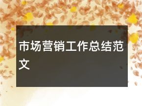 市場(chǎng)營銷工作總結(jié)范文