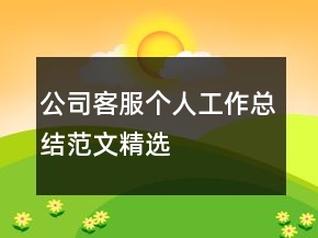 公司客服個人工作總結(jié)范文精選