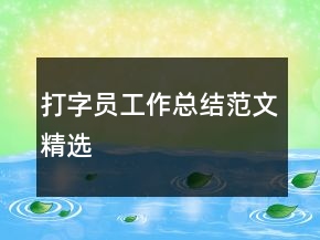 打字員工作總結(jié)范文精選