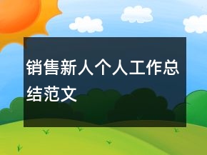 銷售新人個(gè)人工作總結(jié)范文