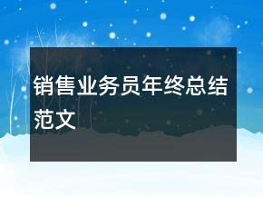 銷售業(yè)務員年終總結范文
